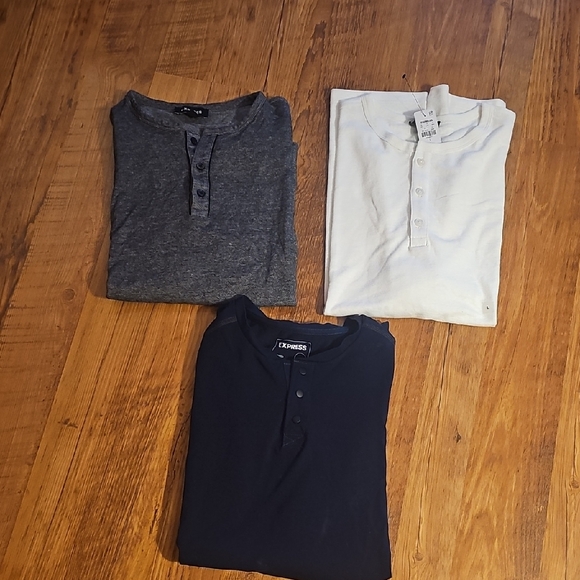 Express Other - Men's Henley Shirt Set - Gray, White, and Navy